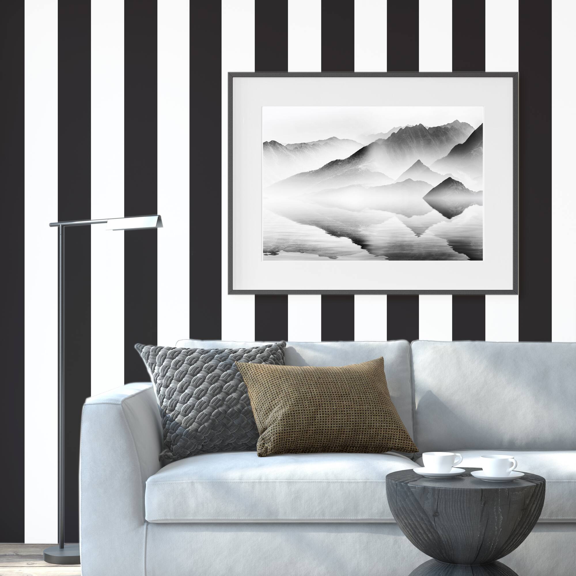 Simplify Black & White Striped Adhesive Wallpaper